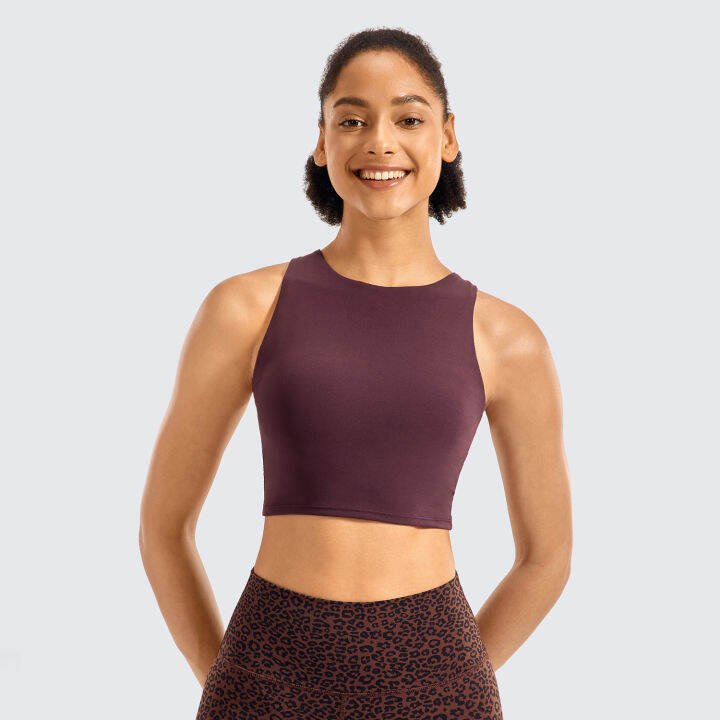 Syrokan Womens High Neck Longline Sports Racerback Crop Top Yoga Tank Top With Built In Lazada Ph 8619