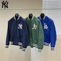 Mlb100% ของแท้ เสื้อแจ็กเก็ตเบสบอล กันลม ลําลอง ทรงหลวม สีพื้น แฟชั่นสําหรับผู้ชาย