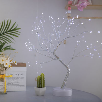 Romantic 3660108 LED Touch Night Light USBBattery Powered Mini Christmas Tree Copper Wire Garland Fairy Table Lamp Gift