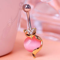 Fox Shaped Stainless Steel Crystal Body Belly Button Piercing Jewelry