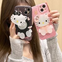 【เคสโทรศัพท์ Qiqi 】 Sanrio Hello Kitty แฟชั่นใหม่พร้อมเคสโทรศัพท์ตัวยึดกระจกสำหรับ IPhone 14 13 12 11 Pro Max 14 Pro ฝาหลังกันตก