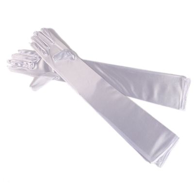 ☃☜♕ 22 White Stretchy Satin Wedding Bridal Opera Prom Party Fancy Dress Gloves