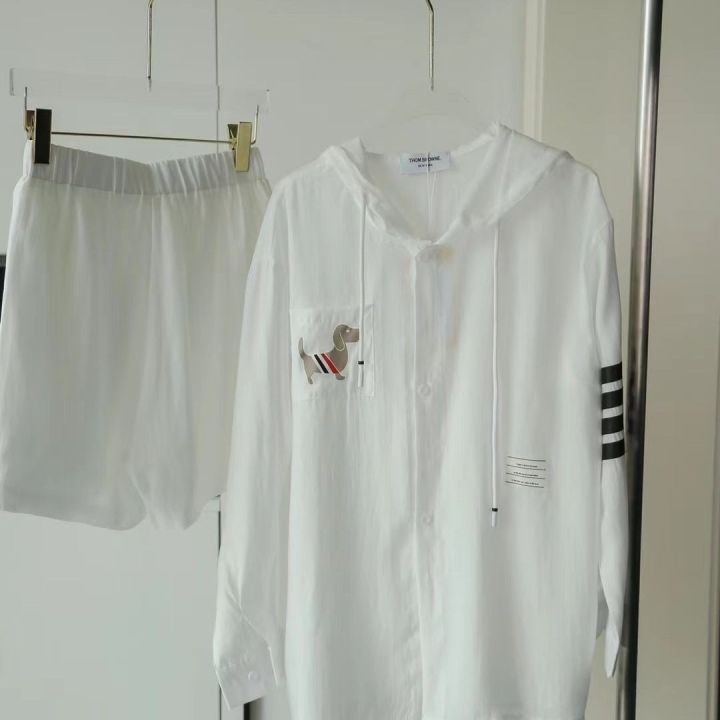 white-sunscreen-jacket-shorts-casual-set-womens-fashion-two-piece-set