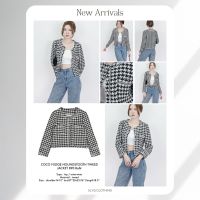 SLYQ ? COCO FUDGE HOUNDSTOOTH TWEED JACKET เสื้อคลุมผ้าทวีดแขนยาวลายชิโนริขาวดำ