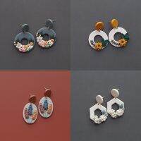 Handmade Crafts Molded Irregular Floral All Season Multi Colors Shapes Polymer Clay Pattern Earring Dangle Sets Women Jewelry