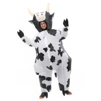 Cute Inflatable Cow Costume Blowing Up Costume Performance Props Full Body Wear-on Costumes Theme Farm Party Costumes