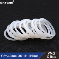 Onto 2023 March1050Pcs VMQ O Ring Seal Gasket CS 3mm OD 10 ~ 100mm Silicone Rubber Waterproof Washer Round Shape White Nontoxi