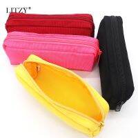 ✒○♧ Black Canvas Pencil Case School PencilCase for Boys Girls Simple Candy Color Large-capacity Pencil Cases Stationery Cosmetic Bag