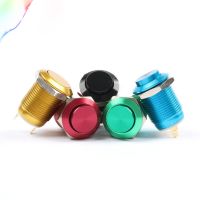 【cw】 12mm Metal Oxidized push button flat round waterproof momentary reset 1NO pin terminal red black blue Gold 1