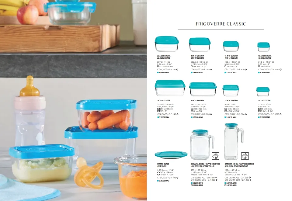 Glass storage boxes turquoise plastic lid - Set of 3 - Frigoverre - Bormioli  Rocco