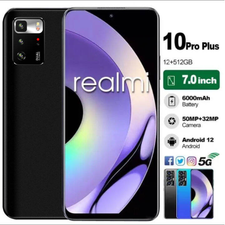 Realmi 10 Pro Plus หน้าจอ 7 นิ้ว Waterdrop IPS HD เต็มหน้าจอ ram 8gb ...