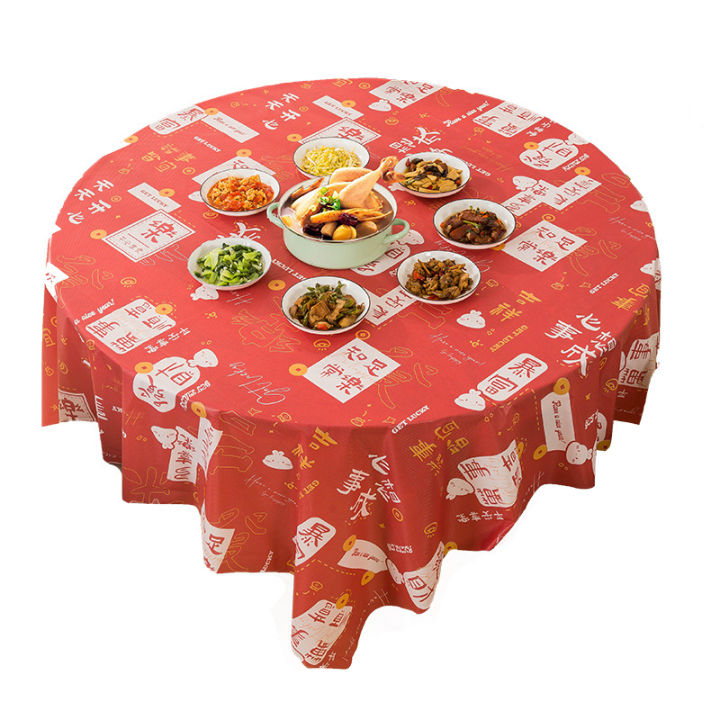 ผ้าปูโต๊ะแบบใช้แล้วทิ้งปีใหม่ตายเทศกาลสีแดงพรต่อต้านสิ่งสกปรก-peva-ชุดโตีะรับประทานอาหารและผ้าปูโต๊ะจัดเลี้ยงหลักฐานน้ำมัน
