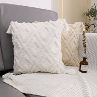 Cotton Tufted Cushion Cover 45x45cm Thick Tassel Design Decorative Pillow Cover Decor Sofa Pillow Case Boho Cushion Cover White