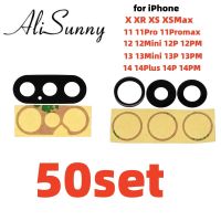 AliSunny เลนส์กล้องมองหลัง50ชุดเหมาะสำหรับ iPhone 13 14 7 8 Plus X XS Max XR 11 12กระจกกล้องถ่ายรูปชิ้นส่วนแหวนป้องกัน