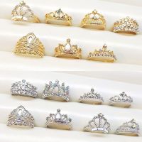 【CC】 2 Pcs Rings Gold Color Metal Jewelry Female Fashion Rhinestone