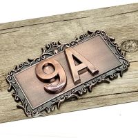 Imitation Metal Bronze House Number ABS Plastic Door Plate Customize Sign Door Number Sticker For Hotel Apartment 1 Set 2 Digits