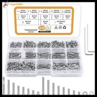 CIYA74581 840Pcs 304สแตนเลสสตีล ชุดสกรูเมตริก M2.5 x 4/6/8/10/12/16/20/25มม. ปุ่ม HEX และสกรูฝาครอบหัวซ็อกเก็ต พร้อมกล่องเก็บของ ชุดน็อตและสลักเกลียว อุตสาหกรรมเครื่องจักรพิเศษ