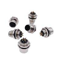 ✢✔✔ M12 panel back mount Flange Socket Sensor Connector Waterproof Screw Threaded coupling Male Female 3 4 5 8Pin