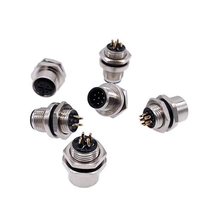 m12-panel-back-mount-flange-socket-sensor-connector-waterproof-screw-threaded-coupling-male-female-3-4-5-8pin