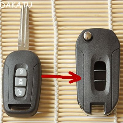 DAKATU ซองใส่กุญแจรถรีโมทพับได้3ปุ่มสำหรับเปลี่ยนปรับเปลี่ยนเคสไฟรถ Chevrolet ฝาพับได้มี3ปุ่ม