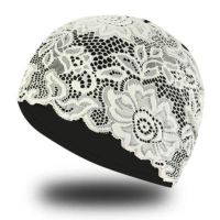 2021 Women Lace Swimming Cap Swim Pool Beach Protect Ears Hair WaterProof PU Bathing Hat For Girls Long Hair Lady Swim Cap Swim Caps