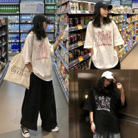 เสื้อยืดทรงหลวม ลาย เสื้อผ้าแฟชั่นผู้หญิงเกาหลี oversize เสื้อคู่รักเสื้อยืดแขนสั้นเอวลอยวัยรุ่น เสื้อยืดสตรีท WAN213