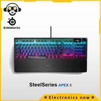 ~ Steelseries Apex 5 Hybrid คีย์บอร์ดเล่นเกม – Per-Key Rgb เรืองแสง – เครื่องบินอลูมิเนียมอัลลอยด์ – Oled สมาร์ท – สีฟ้า (64532)