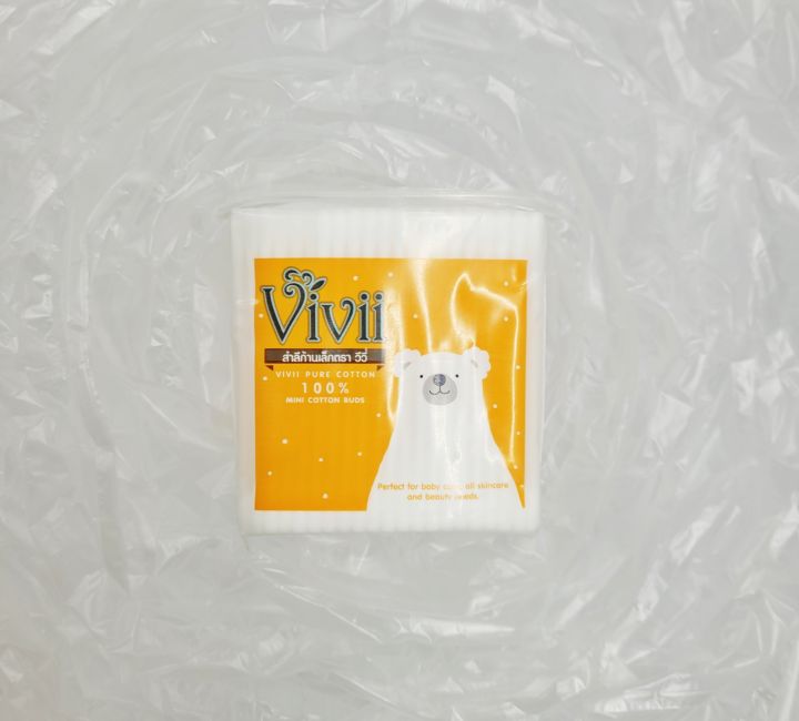 vivii-วีวี่-สำลีก้าน-เล็ก-ก้านมาตรฐาน-100-ก้าน-ฝ้ายบริสุทธิ์-ปลอดสารเคมีทุกชนิด-สัมผัสนุ่ม-ไม่บาดผิว
