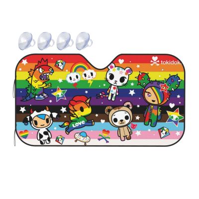 Tokidoki ที่บังแดดแผ่นกรองแสงติดรถยนต์รถพับได้กันแดด,ที่บังแดดหน้ารถกระบังแสงสะท้อนแสง