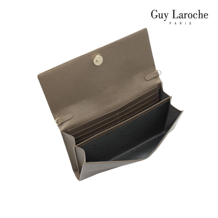 guy-laroche-กระเป๋าสะพายสตรี-รุ่น-classic-iii-สีน้ำตาล-หนังอัดลาย