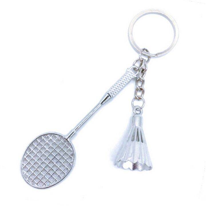 creative-metal-badminton-racket-pendant-keychain-mini-shuttlecock-sports-keyrings-gift-backpack-purse-key-holder-accessories