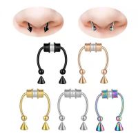Stainless Steel Punk Non Piercing Nose Clip Magnet Nose Ring Earrings Lip Nail Horseshoe Ring Nose Hoop Fashion Piercing Jewelry