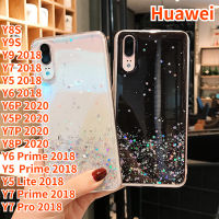 Lonee เคสฟอยล์สีทองกลิตเตอร์สำหรับ Huawei Y6 P 2020 Y7P 2020 Huawei Y8P 2020 Y5P Y6 Y8S Y9S Y9 2018 Y7 Y7 Prime 2018 Y7 Pro 2018 Y5 Y5 Prime 2018 Y5 Lite 2018 2018 Huawei Y6 Prime 2018เคสโทรศัพท์โปร่งใสนิ่ม TPU อีพ็อกซี่ฟอยล์สีทองแวว