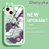 เคส Chenyyyka สำหรับ iPhone 13 iPhone 13 Pro iPhone 13 Pro iPhone 13 Pro Max เคสการ์ตูนน่ารักรูปโบว์มอนสเตอร์น้อย Kuromi เคสนิ่มทนต่อการขัดถูเคสโทรศัพท์โปร่งใส TPU ซิลิกาเจลเลนส์กล้องถ่ายรูปฝาครอบป้องกัน