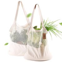 1Pc 32x38cm Eco-friendly Cotton Shopping Bag Fruit And Vegetable Shoulder Back Mesh Long Portable Stitching