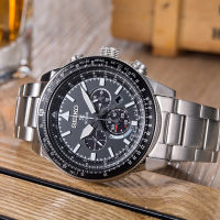 Fashion Men Quartz Watch Stainless Steel Multifunction Chronograph Three Eyes 6 Needles Leather Strap Mens Watch  New