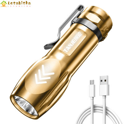 โคมไฟไฟฉายจิ๋ว Led แบบชาร์จไฟได้ Usb ไฟฉายส่องไฟที่แข็งแกร่งพร้อมคลิปหนีบเข็มขัดกันน้ำแบบพกพา