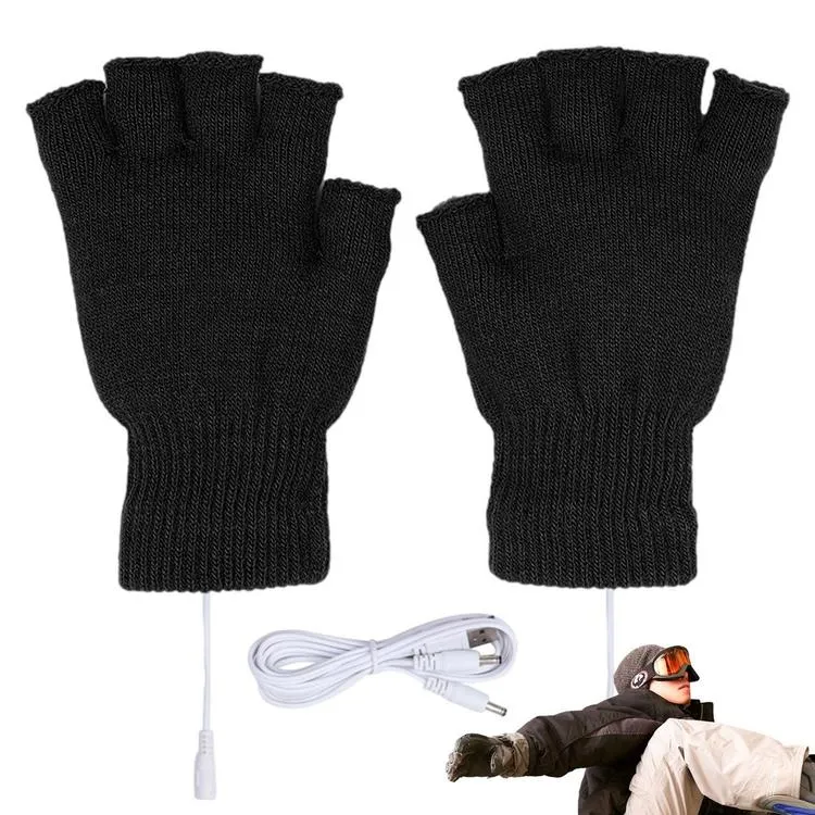 Heated store fingerless gloves