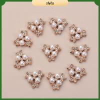 SHILU 10PCS ตัดเย็บเสื้อผ้า รูปดอกไม้ เครื่องประดับหมวก กิ๊บติดผมไข่มุก ปุ่ม Rhinestone กระดุมมุก เครื่องประดับศีรษะ