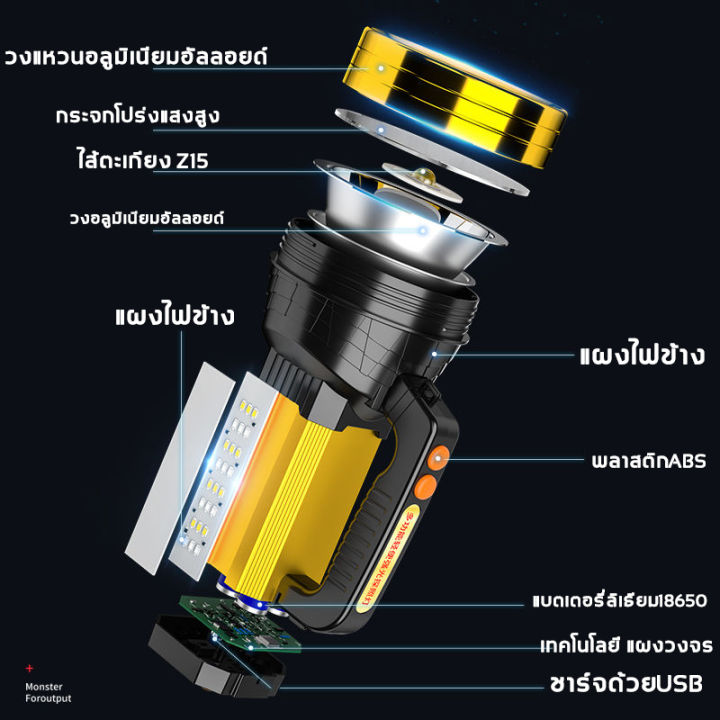 ไฟฉาย-led-t6-flashlight-ไฟฉายสปอตไลท์-ไฟฉายแรงสูง-led-searchlight-5500m-waterproof-usb-searchlight-torch-ไฟฉายเดินป่า-ไกลมาก-สว่างมาก-ไฟแรงมาก