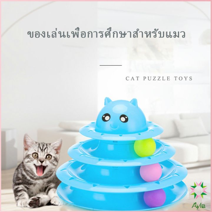 ayla-รางบอล-ตาโต-ของเล่นแมวทรงโดม-รางบอล-4-ชั้น-cat-play-plate