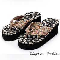 Kingdom_Fashion ร้องเท้าผูหญิง รองเท้าแตะลิ่ม รองเท้าแตะเสริมส้นผู้หญิง รองเท้ารัดส้น ดูดซับเหงื่อ กันฝุ่น บุนวมนุ่ม ลีลา B99G00K 39Z230925