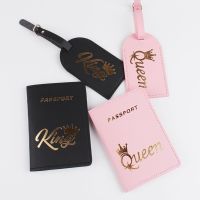 【DT】 hot  New King &amp; Queen Passport Cover Luggage Tag Couple Wedding Passport Cover Case Set Letter Travel Holder Passport Cover