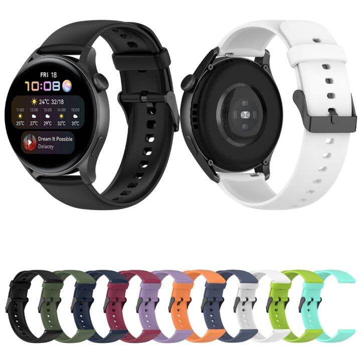 สำหรับนาฬิกา-huawei-4-watch-4-pro-สีทึบเหล็กซิลิโคนสแตนเลสสายนาฬิกาแบบมีหัวสีดำ-สีดำ