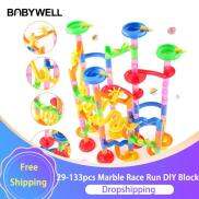 Babywell 29-133pcs Marble Race Run DIY Block Plastic Maze Building Blocks
