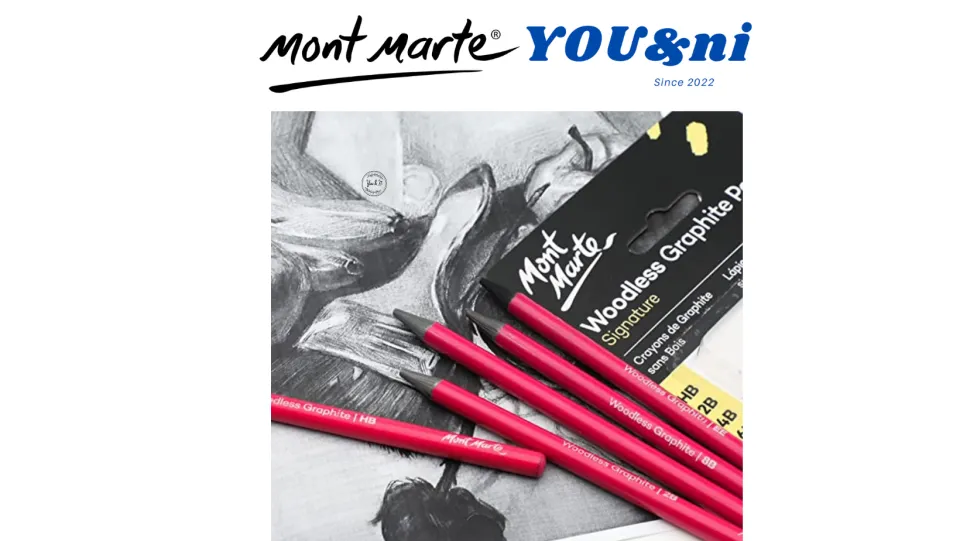 100%Original Mont Marte Woodless Graphite Pencils 6 Piece (HB, 2B