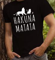 Plus Size Men T-Shirt Hakuna Matata Printed Casual Black Short Sleeve Tee Top Summer Women Men Cool T-shirts