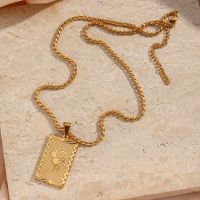 Eco-friendly Stainless Steel 18K Gold Plated Vintage Meaningful Ladies Gift Square Rose Plate Pendant Necklaces For Women