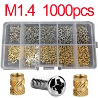 Brass Insert Nut and 304 Stainless Steel Screw Kit Double Twill Heat Hot Melt Knurl Embed Copper Nut Bolt Set M1.4 M1.6 M2 M2.5 Nails  Screws Fastener