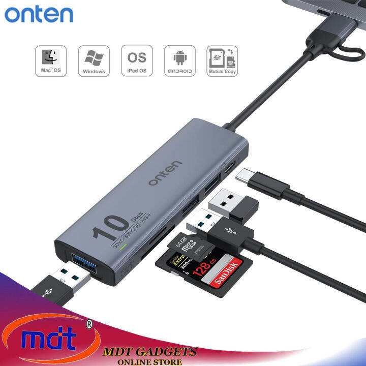 Onten 6 In 2 Usb 32 Gen 2 3 Ports 10g Hub With Sdxc Card Reader